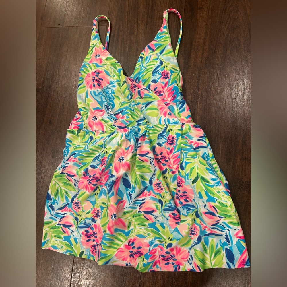 NWT Stella Parker Size Small Wrap Swim Dress Multicolor Water Lily Pattern - Picture 2 of 11